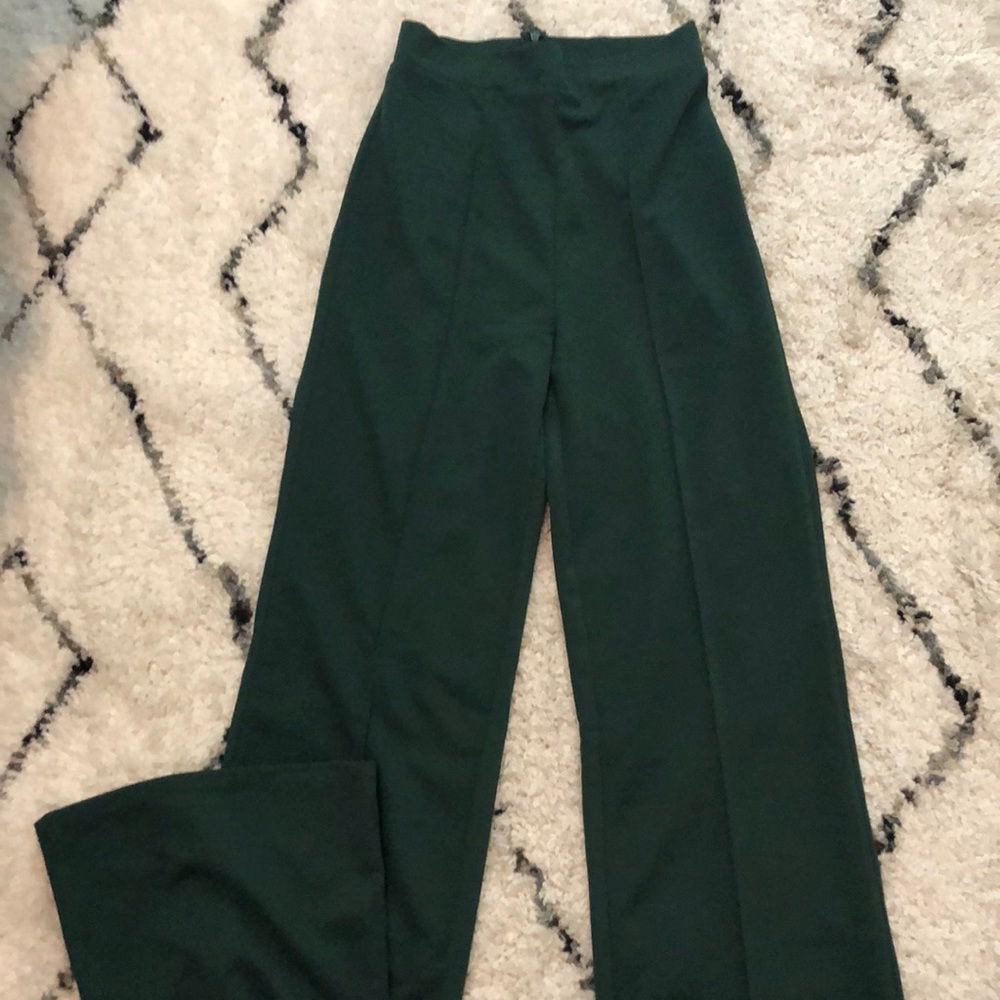 Forest green hi waisted wide leg pant
